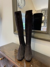 LK Bennett Davina Chocolate Stretch Suede Knee High Boots Size UK 5