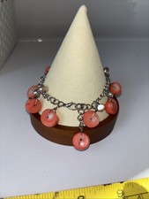 Sponge coral bracelet with freshwater pearls on silver plate chain bracelet 