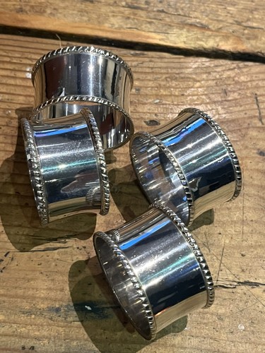 Silver coloured napkin rings - silver,