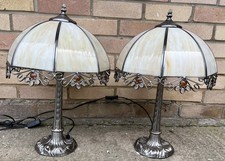 PAIR TIFFANY AMBER JEWELLED