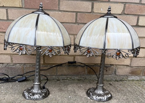 Pair tiffany amber jewelled - amber,