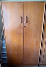 E.Gomme GPlan Vintage Retro Teak/Light Oak 2-Door Double Wardrobe *PICK-UP ONLY*