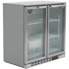 STAINLESS STEEL HINGED DOUBLE DOOR DRINKS BOTTLE COOLER PUB BAR CHILLER FRIDGE