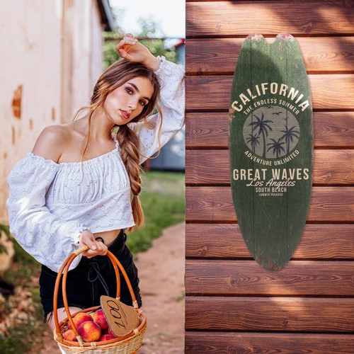 Surfboard wall decor wooden - surfboard,