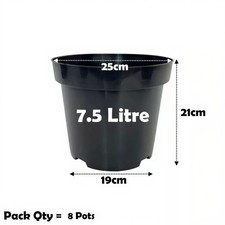 7.5 Litre Black Plant Pots