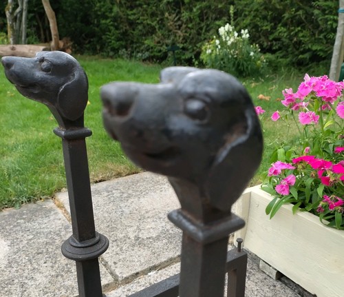 Pair cast iron fire dogs - a, of