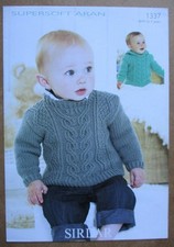 Sirdar Supersoft Aran Knitting Pattern 1337 : Baby/ Child's Cable Jumpers: 0-7yr