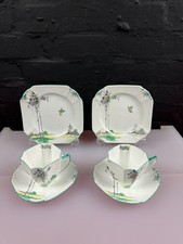 Shelley Queen Anne 11674 Balloon Tree Trios Cups Saucers Plates 1929 Set of 2