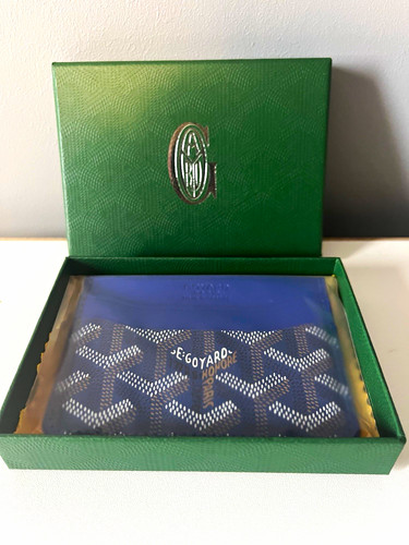 Goyard blue leather logo card - leather,