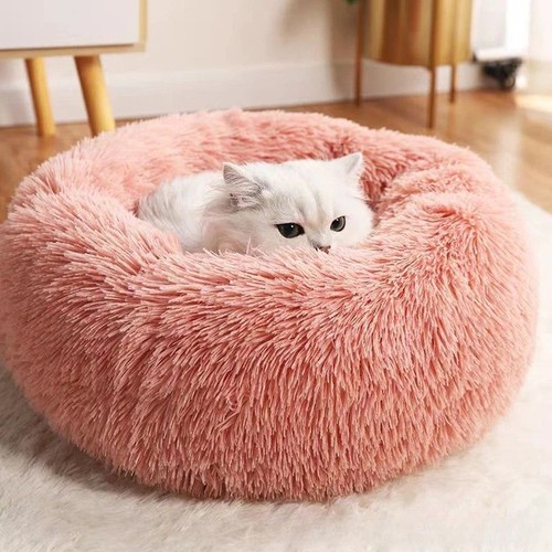 Round plush dog bed cat - bed,