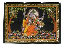 Indian Hindu God Radha Krishna Swing Sequinned Wall Hanging Small 56 x 43 cm