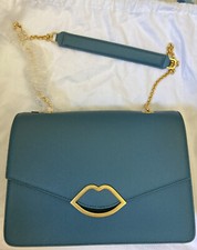 Lulu Guinness Annabel Large Lips Bag New Blue RRP £325 Adjustable Chain Strap
