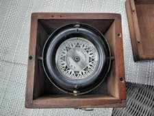 Antique Boxed Nautical Maritime Compass On Gimbal by C.C Galbraith & Son