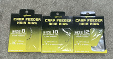 Drennan Carp Feeder Hair Rig Hooks to Nylon - Size 8, 10 & 12 (3 packs)