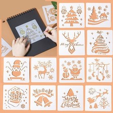 12X Christmas Paper Stencils Templates Window Decoration Scrapbooking Craft gift