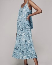 Whistles Cecilia Blue Batik Floral Oversized Dress Size 8/10