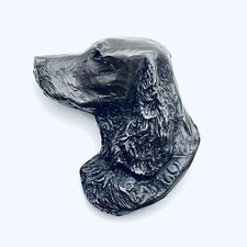 Superb Bronze Colour Spaniel Brooch Made of Resin Signed by Artist HN 4.5x4 cm
