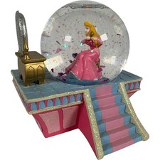 Disney Sleeping Beauty Snow Globe Aurora Vanity Mirror Pink Ornament Statue VTG