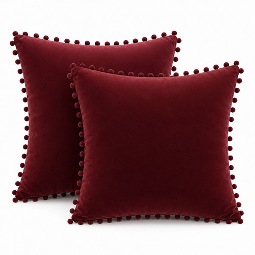 Modern velvet pom cushion - velvet,
