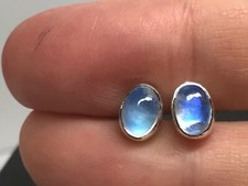 Blue rainbow moonstone stud