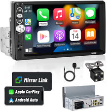 Single 1 DIN 7" Car Stereo Radio Apple CarPlay FM BT USB Touch Screen Player Cam