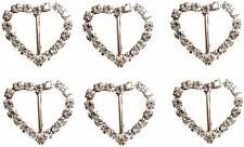 10 ROSE GOLD HEART DIAMANTE RHINESTONE RIBBON SLIDER BUCKLES WEDDING INVITATIONS