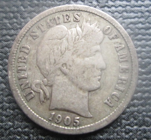 1905 usa silver barber dime - s,