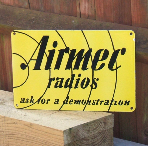Enamel sign airmec - radios,, ask