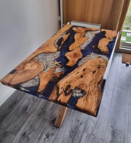 Walnut epoxy river table - epoxy, top