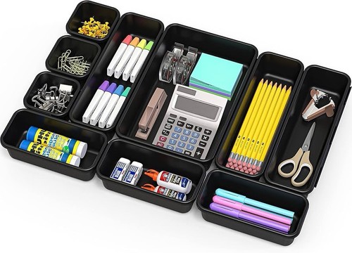 Black plastic stackable - black,