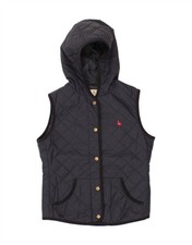 JACK WILLS Womens Hooded Quilted Gilet UK 10 Small Navy Blue Polyester AW01