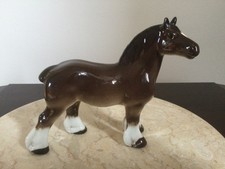 Vintage Lomonosov USSR Brown Porcelain Shire Horse Figurine 13.5cm