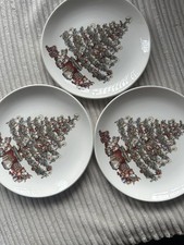 Vintage Queen's by Churchill Set of 3 Christmas Tree Plates Festive Dinnerware