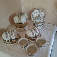  Churchill Indian Tree cups & saucers with Enoch Wedgwood side plates