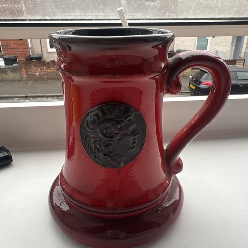 Vintage red glazed pottery mug - vintage,