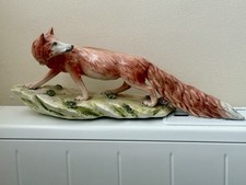 Mid 20th Century Italian Ceramic Fox Figurine Hand Decorated. Made in Italy 