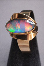 Solid Black Crystal Opal Ring