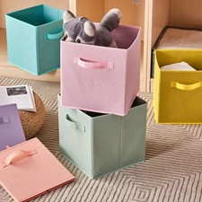 Cube Storage Boxes Fabric Box Organiser Foldable Collapsible Canvas Basket in UK