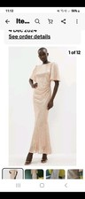 Beautiful COAST GOLD Sequin MAXI DRESS 18  Fishtail And Ruched