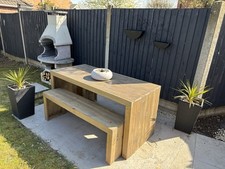 Solid Pine Garden Table & 2