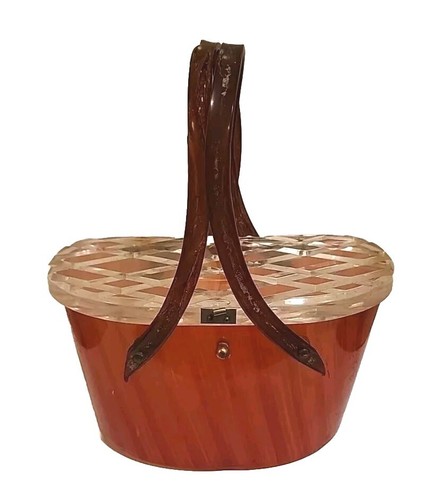 Vintage amber bakelite lucite - amber,