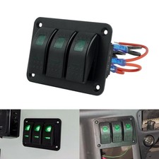 Green LED 3 Gang Rocker Switch