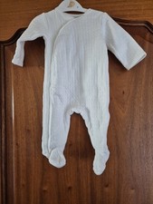 Mamas And Papas White Button Up Sleepsuit 0-3 Months Great Condition