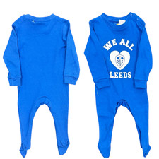 Leeds United Babygrow Football White/Blue Sleepsuit - New