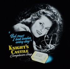 RARE VINTAGE Magic Lantern Slide KNIGHTS CASTILE SOAP C1950 CINEMA ADVERTISEMENT