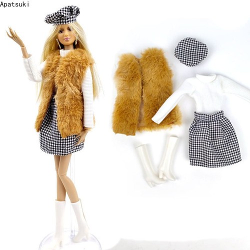Fur doll outfit for - doll,