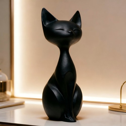 Elegant sitting cat resin - elegant,