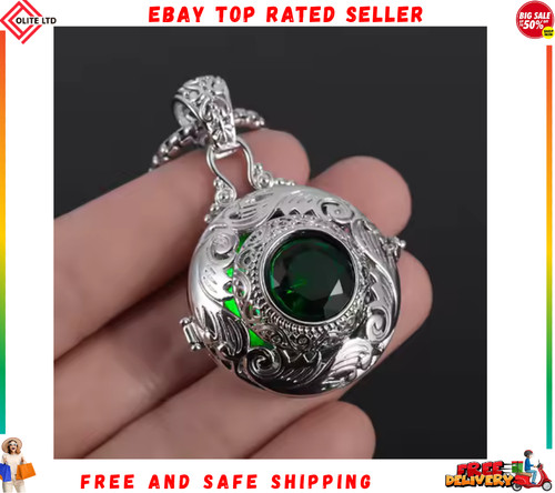 Silver necklace with - silver, green