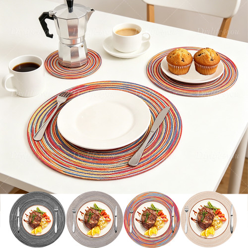 12pcs set round placemats - round,