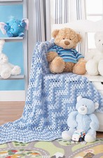(25)GRANNY STYLE WAVES BABY BLANKET DK 38" SQUARE CROCHET PATTERN